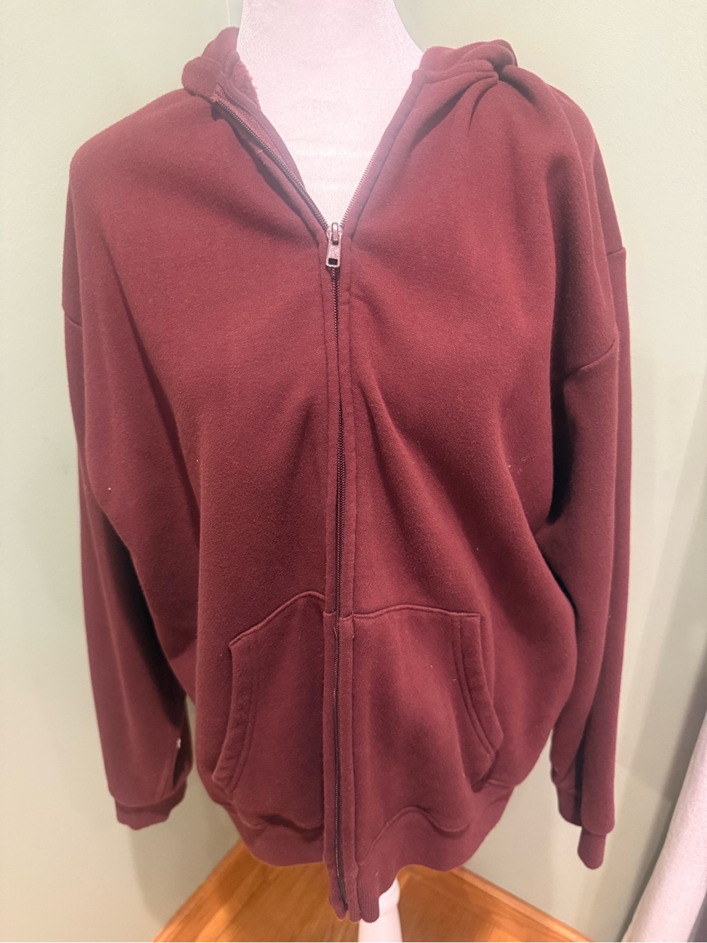 SKIMS Burgundy Zip-Up Hoodie Jacket